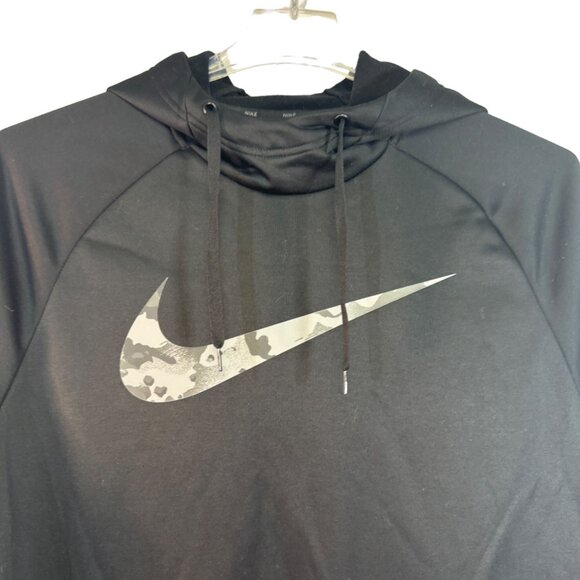 Nike Dri-Fit Standard Fit Black Hoodie Large Gray Camo Swoosh - Picture 2 of 6